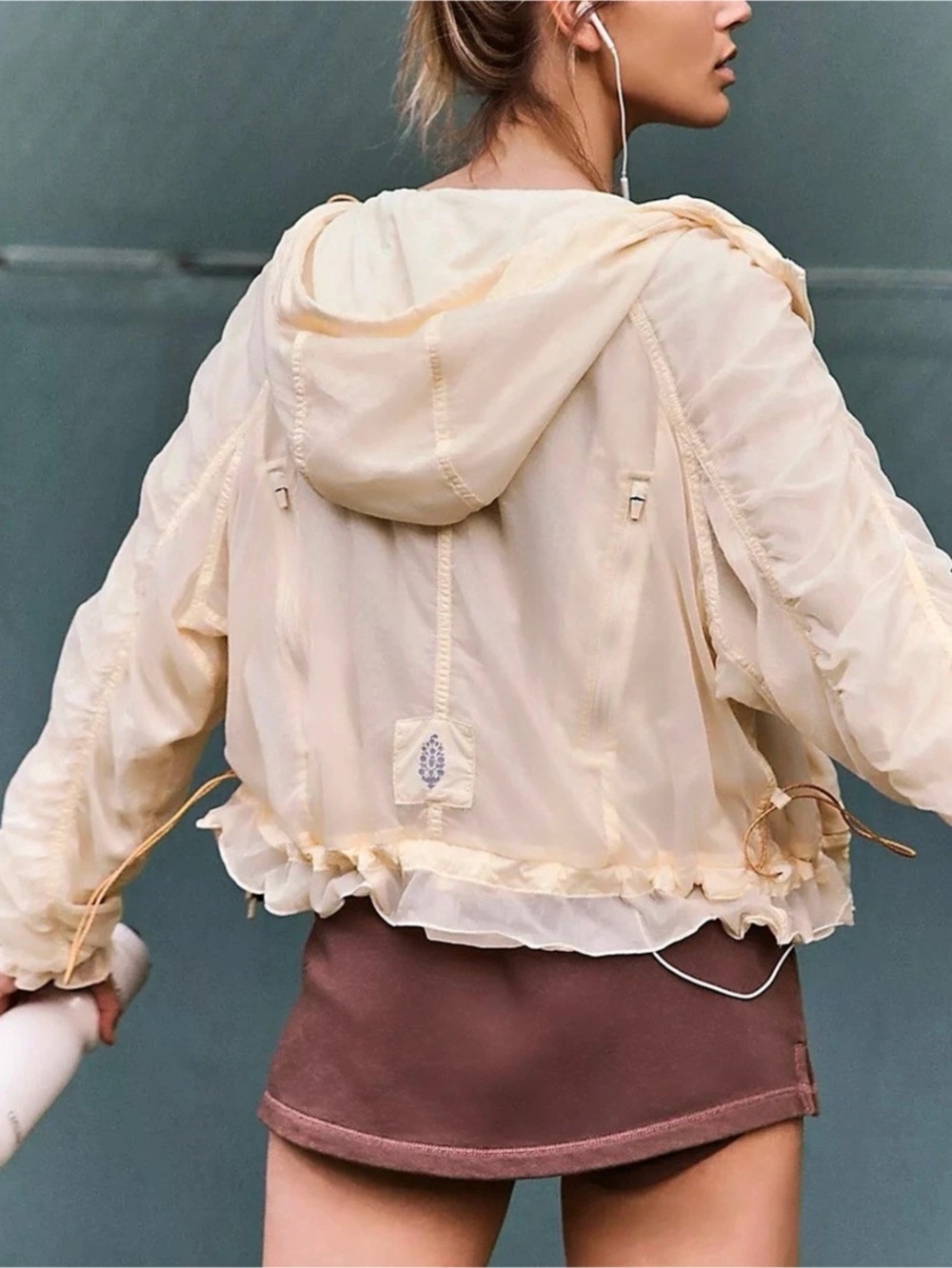 Free People Sheer Bliss Jacket Sheer Nylon Jacket in Cream Size Medium NWT